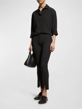 The Row Black Cropped Split-Hem Slim Pants Thilde M